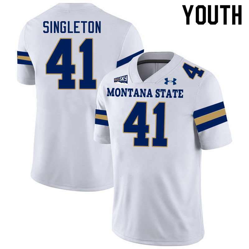 Youth #41 Alex Singleton Montana State Bobcats Jerseys Football Stitched-White